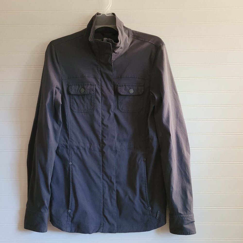 Prana Halle Jacket Womens Size Small Grey Utility Zip Up Cinch Waist Travel